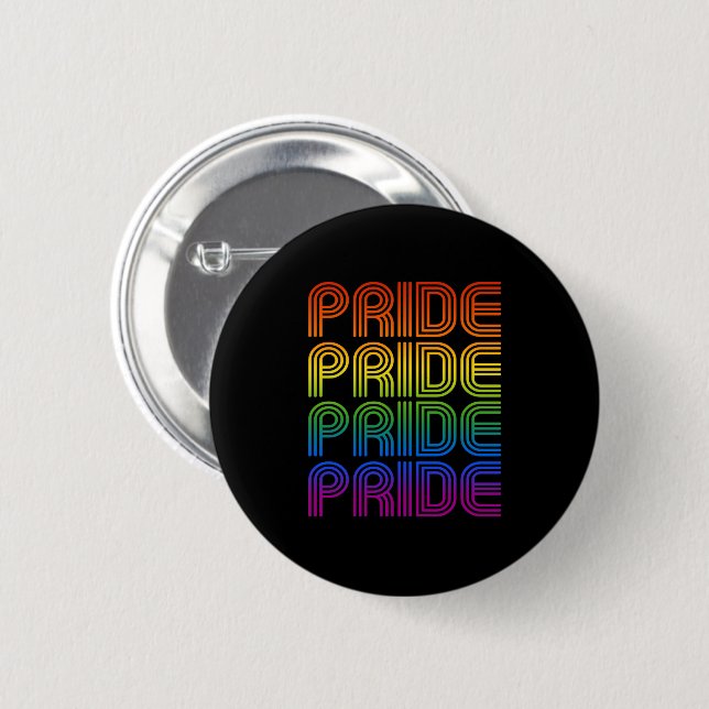Retro Rainbow Pride 2 Inch Round Button (Front & Back)