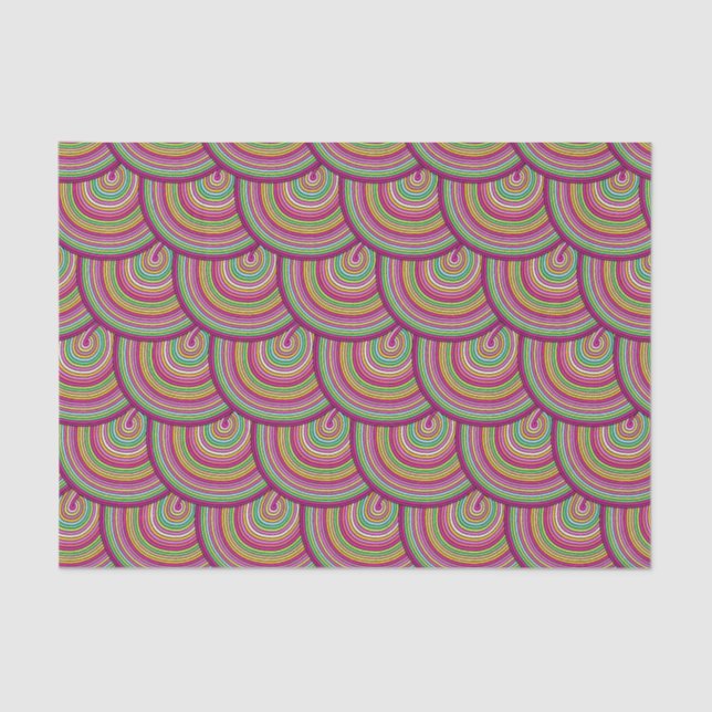 Retro Rainbow Psychedelic Circles Pattern Tissue Paper (Front)