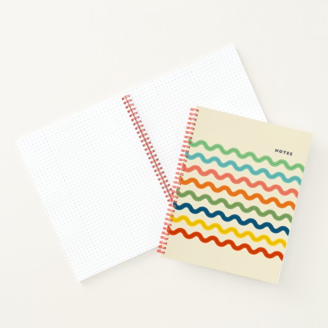 Retro Rainbow Ric Rac Stripes with Custom Text Notebook (Inside)