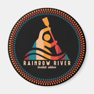 Retro Rainbow River Kayaking Magnet