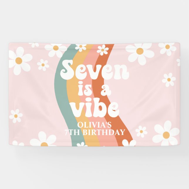 Retro Rainbow Seven is a Vibe Daisy 7TH Banner (Horizontal)