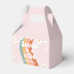 Retro Rainbow Seven is a Vibe Daisy 7th Birthday Favor Box