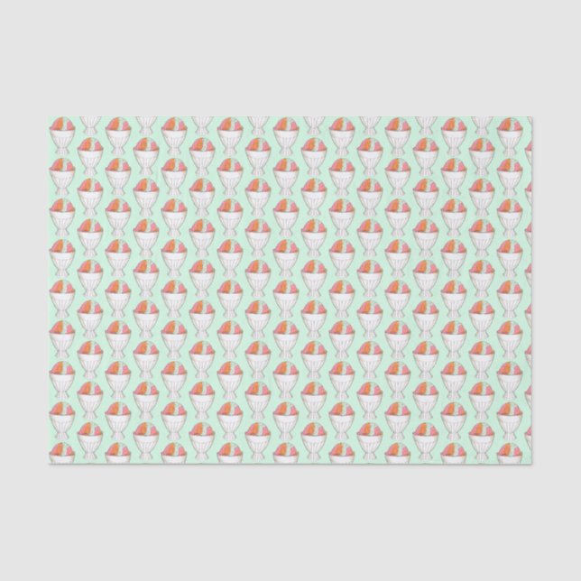 Retro Rainbow Sherbet Ice Cream Dessert Green Tissue Paper (Front)