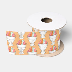 Retro Rainbow Sherbet Ice Cream Dessert Orange Satin Ribbon