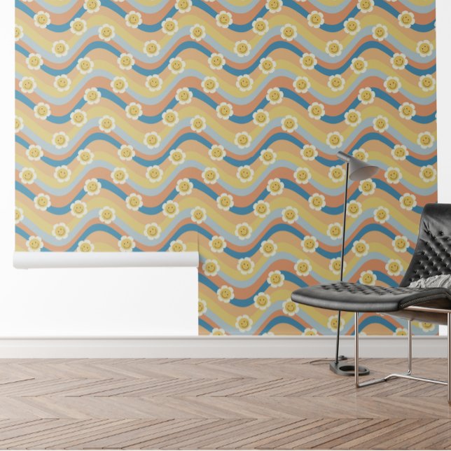 Retro Rainbow Smile face Flowers  Wallpaper (Creator Uploaded)