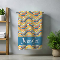 Retro Rainbow Smiley face Flowers 