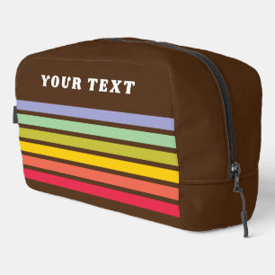 Retro Rainbow Stripe Brown Vintage Dopp Kit