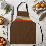Retro Rainbow Stripe on Brown Apron<br><div class="desc">customize to change the background colour</div>