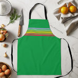 Retro Rainbow Stripe on Green Apron<br><div class="desc">customize to change the background colour</div>