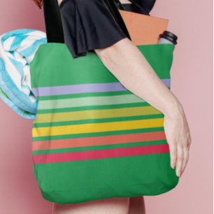 Retro Rainbow Stripe Vintage Tote Bag