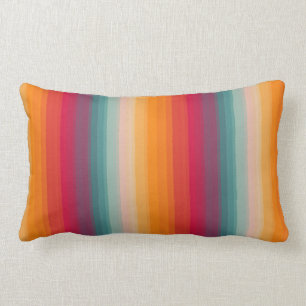 Retro Rainbow Striped Pattern Lumbar Pillow