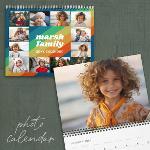 Retro Rainbow Stripes Custom Photo - 13 Pictures Calendar
