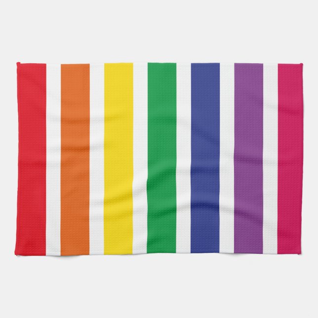 Retro RAINBOW Stripes Kitchen Towel (Horizontal)