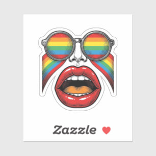 Retro Rainbow Sunglasses Lips Face Vector Design_1