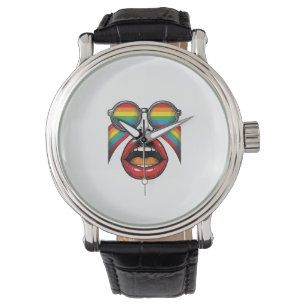 Retro Rainbow Sunglasses Lips Face Vector Design_1 Watch