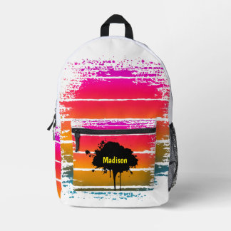 Retro Rainbow Sunset Splatter CustomName Backpack