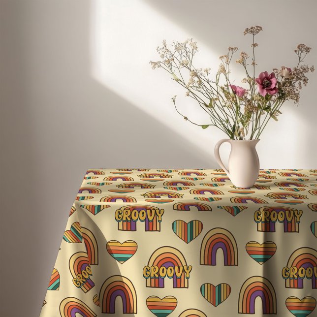 Retro Rainbow Tablecloth 60s Pastel Table Joy (Retro Rainbow Tablecloth 60s Pastel Table Joy)