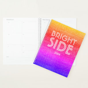 Retro Rainbow Textured Bright Side Happy  Planner