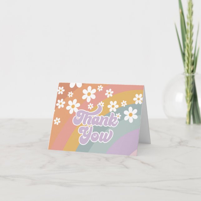 Retro Rainbow Thank You Card (Front)