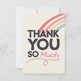 Retro Rainbow Thank You So Much Greeting Card