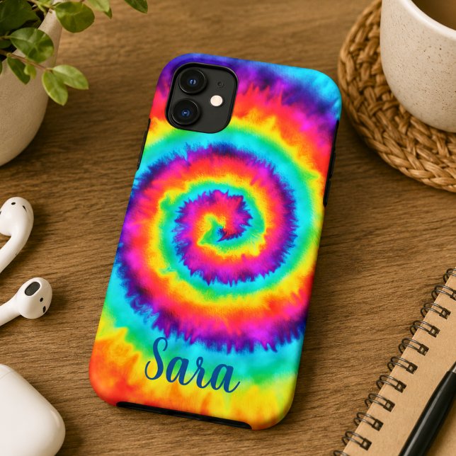Retro Rainbow Tie Dye  Case-Mate iPhone Case (Creator Uploaded)