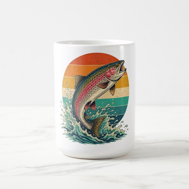 Retro Rainbow Trout Sunset Magic Mug (Center)