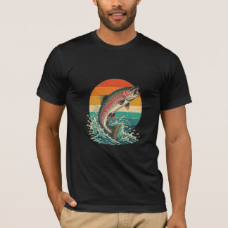 Retro Rainbow Trout Sunset T-Shirt