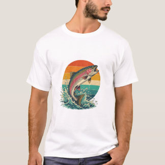 Retro Rainbow Trout Sunset T-Shirt