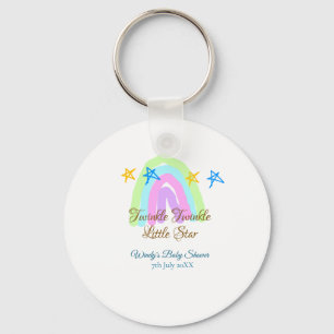 Retro rainbow twinkle twinkle little stars baby sh keychain