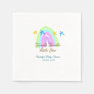 Retro rainbow twinkle twinkle little stars baby sh napkin