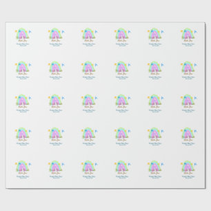 Retro rainbow twinkle twinkle little stars baby sh wrapping paper