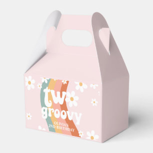 Retro Rainbow Two Groovy Daisy 2nd Birthday Favor Box