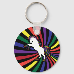 Retro Rainbow Unicorn Keychain