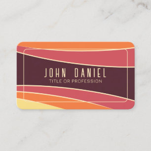 Retro rainbow wavy stripes business card