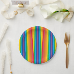 Retro Rainbows 7" Paper Plate