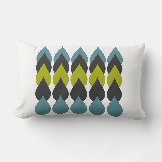 Retro Raindrops5 Lumbar Pillow (Front)