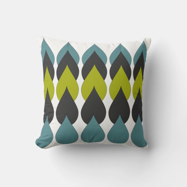Retro Raindrops5 Throw Pillow (Front)