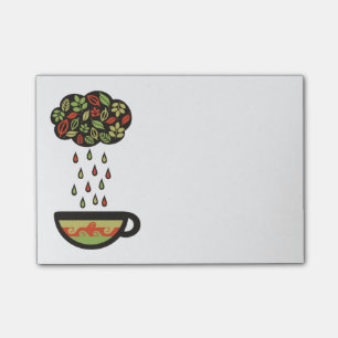 Retro raining tea leaves cloud teacup post-it notes