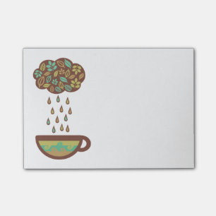 Retro raining tea leaves cloud teacup post-it notes