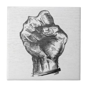 Retro Raised Fist Engraving Ceramic Tile