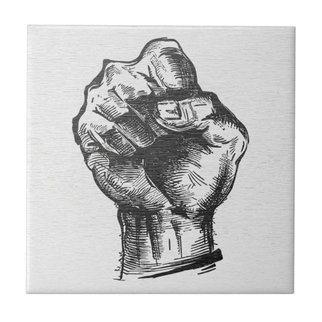 Retro Raised Fist Engraving Ceramic Tile (Front)