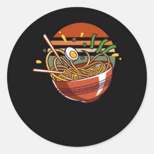 Retro Ramen Bowl with Chopsticks Japanese Noodles Classic Round Sticker