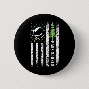 Retro Ranger Park Usa America Flag Forest Nature F 2 Inch Round Button
