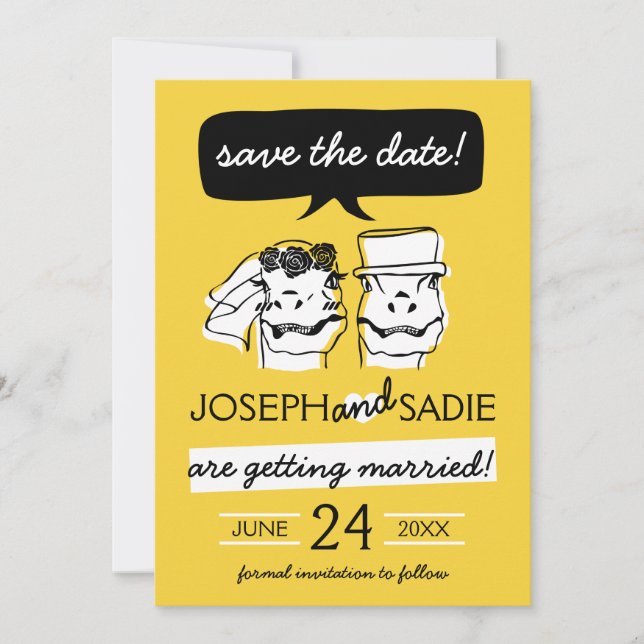 Retro Raptor Save the Date Card (Front)