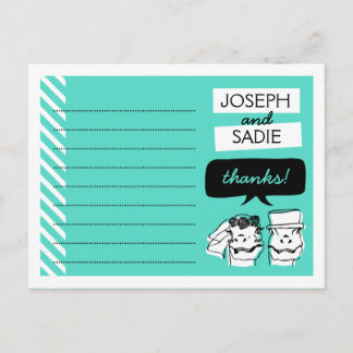 Retro Raptors Wedding Thank You Card (striped)