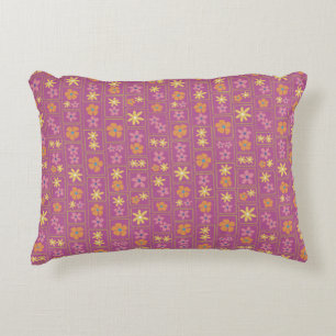 Retro Raspberry Patchwork Floral 16"x12" Accent Pillow