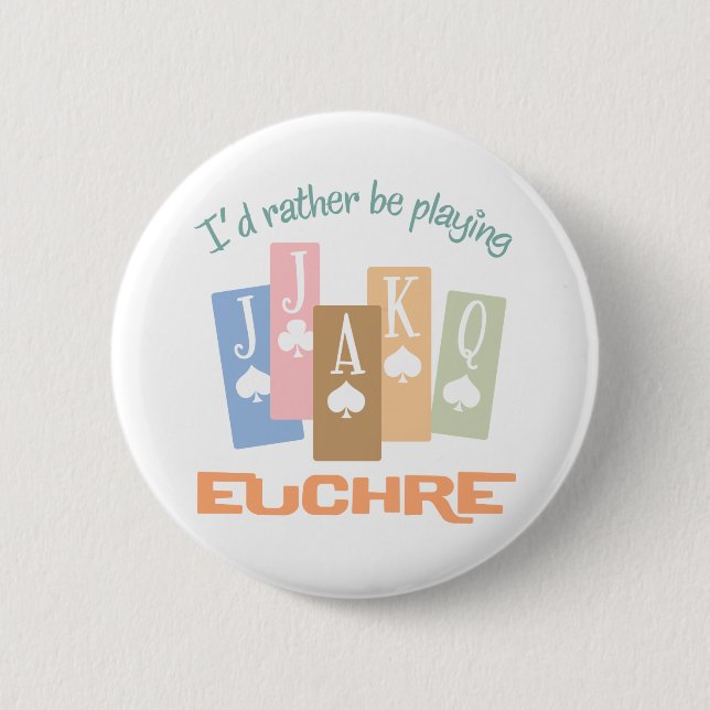 Retro Rather Play Euchre 2 Inch Round Button (Front)