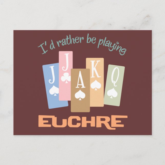 Retro Rather Play Euchre Postcard (Front)