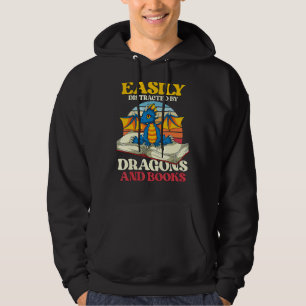 Retro Reading Bookworm Librarian Book Dragon Hoodie