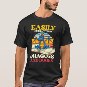 Retro Reading Bookworm Librarian  Book Dragon T-Shirt
